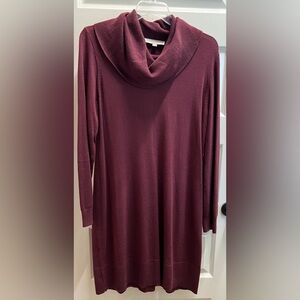 LOFT Rich Burgundy Turtleneck Sweater Dress